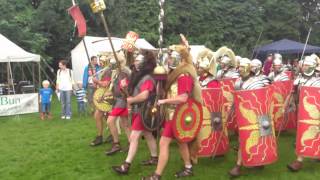 Roman Reenactment at the Amphitheatre in Caerleon Marching In [upl. by Erlin]