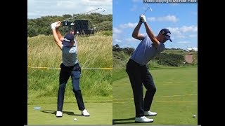 Justin Thomas golf swing  Long Iron faceon amp downtheline July 2017 [upl. by Peg]