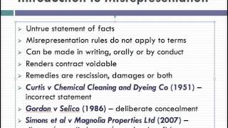 Misrepresentation Lecture 1 of 4 [upl. by Ainerbas]